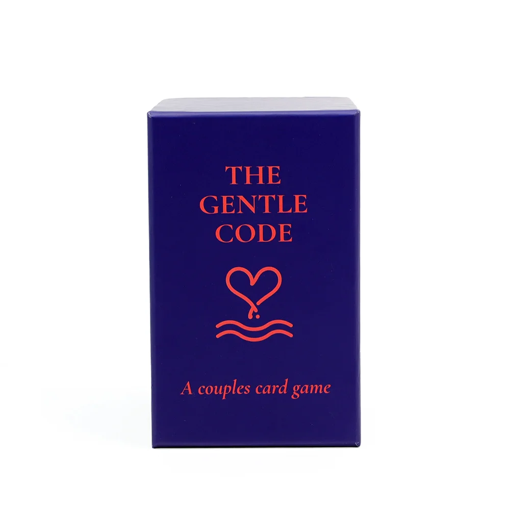 The Gentle Code couples card game box - navy blue with heart logo