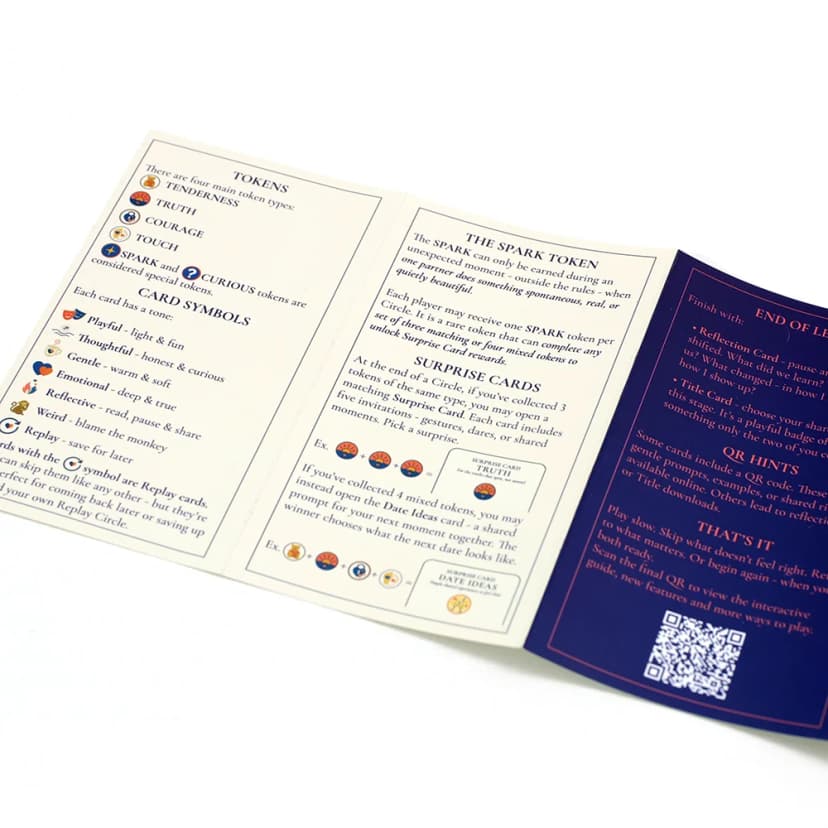 Instruction booklet pages showing the game circle system and token mechanics