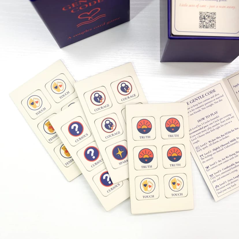 Flat lay of token collection sheets with instruction booklet showing all four token types